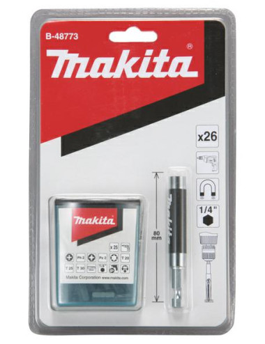 MAKITA ZESTAW KOŃC. WKRĘT. 25szt. + UCHWYT 80mm