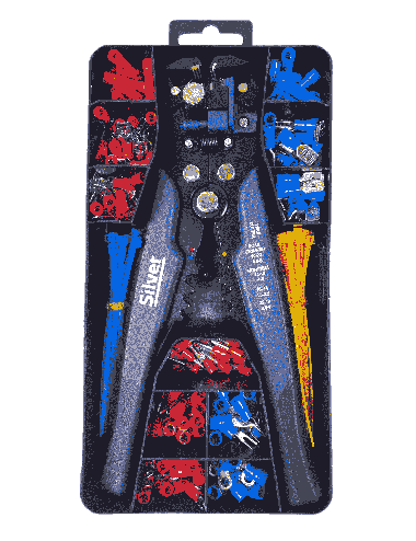 SZCZYPCE DO ŚCIĄGANIA IZOLACJI 205mm + KOŃCÓWKI ELEKTRYCZNE KOMPLET 260el SILVER