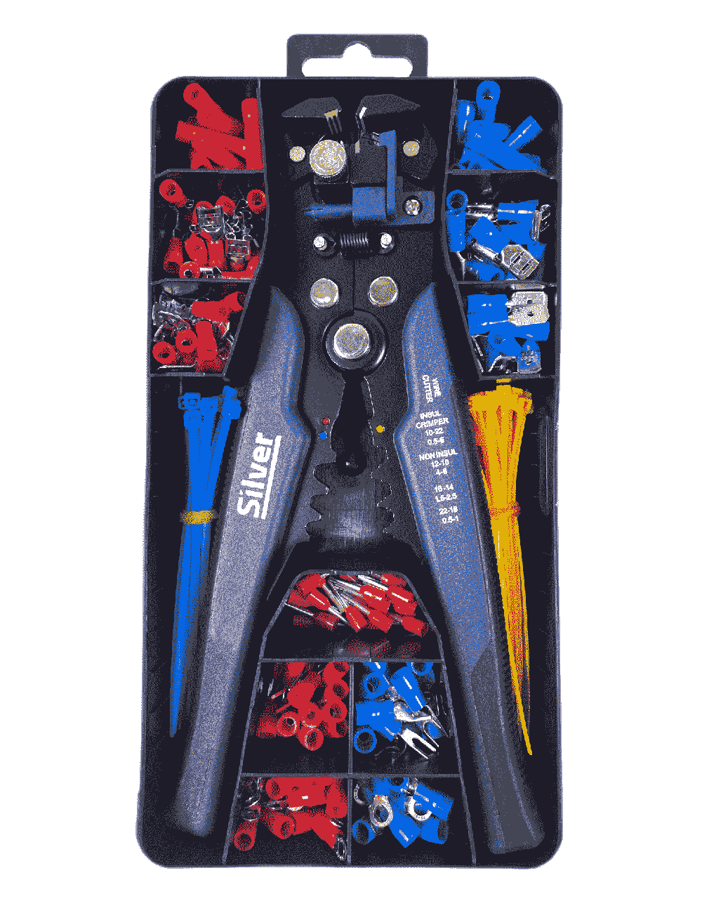 SZCZYPCE DO ŚCIĄGANIA IZOLACJI 205mm + KOŃCÓWKI ELEKTRYCZNE KOMPLET 260el SILVER