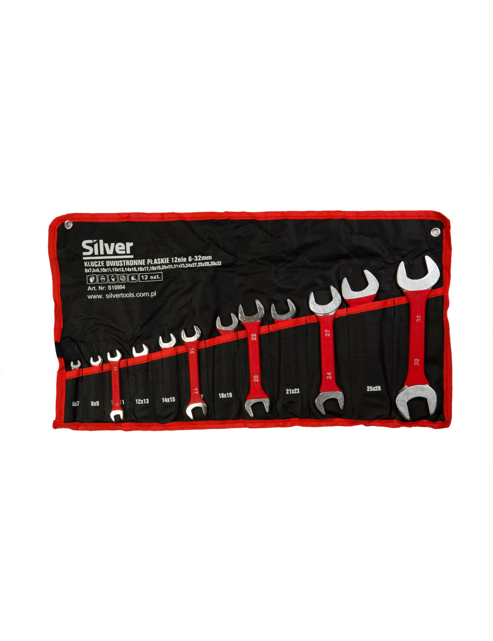 KLUCZE PŁASKIE DWUSTRONNE 12szt. SILVER 6-32mm