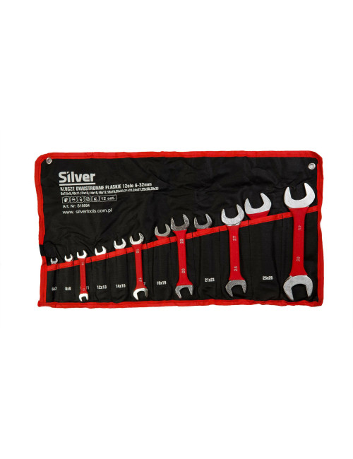 KLUCZE PŁASKIE DWUSTRONNE 12szt. SILVER 6-32mm