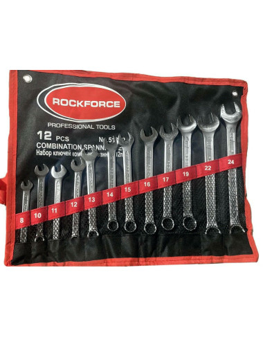 ROCKFORCE KLUCZ PŁASKO-OCZKOWY KOMPLET 12el.
