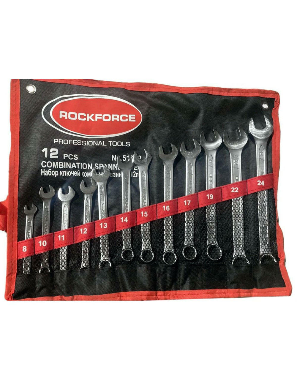 ROCKFORCE KLUCZ PŁASKO-OCZKOWY KOMPLET 12el.