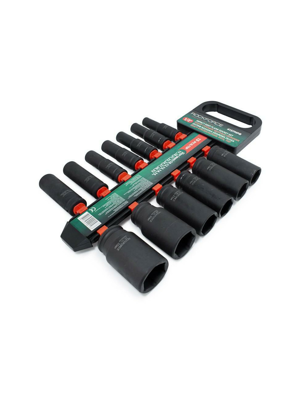 ROCKFORCE NASADKI UDAROWE DŁUGIE 13szt.1/2" 10-32mm WIESZAK