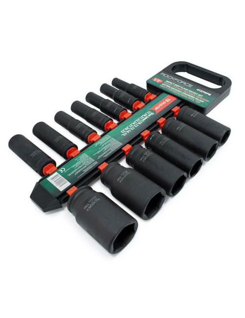 ROCKFORCE NASADKI UDAROWE DŁUGIE 13szt.1/2" 10-32mm WIESZAK