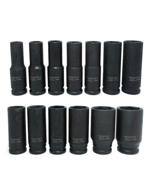 ROCKFORCE NASADKI UDAROWE DŁUGIE 13szt.1/2" 10-32mm WIESZAK