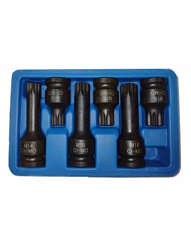 SILVER ZESTAW KLUCZY SPLINE 6el. M14-M18