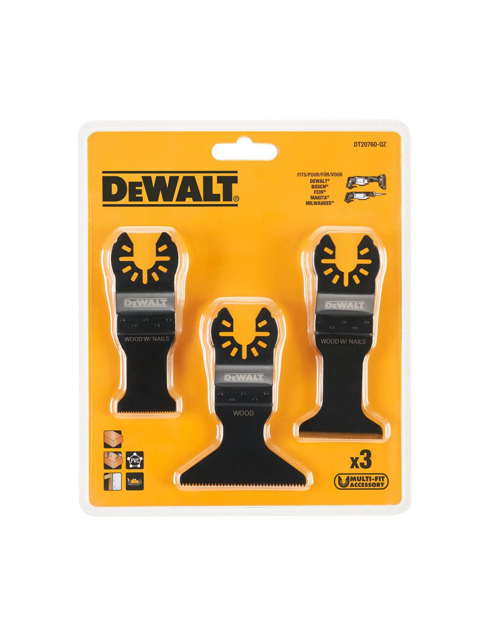 ZESTAW 3 BRZESZCZOTÓW DO NARZĘDZI WIELOFUNKCYJNYCH DEWALT DT20760