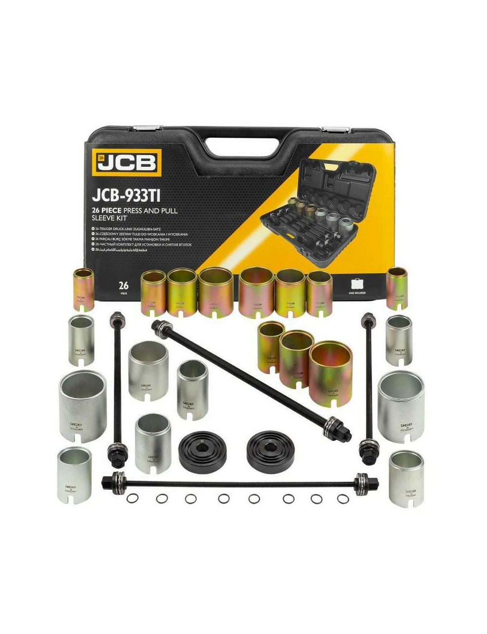 JCB ZESTAW ŚCIĄGACZY TULEI WAHACZA, ŁOŻYSK 26el.