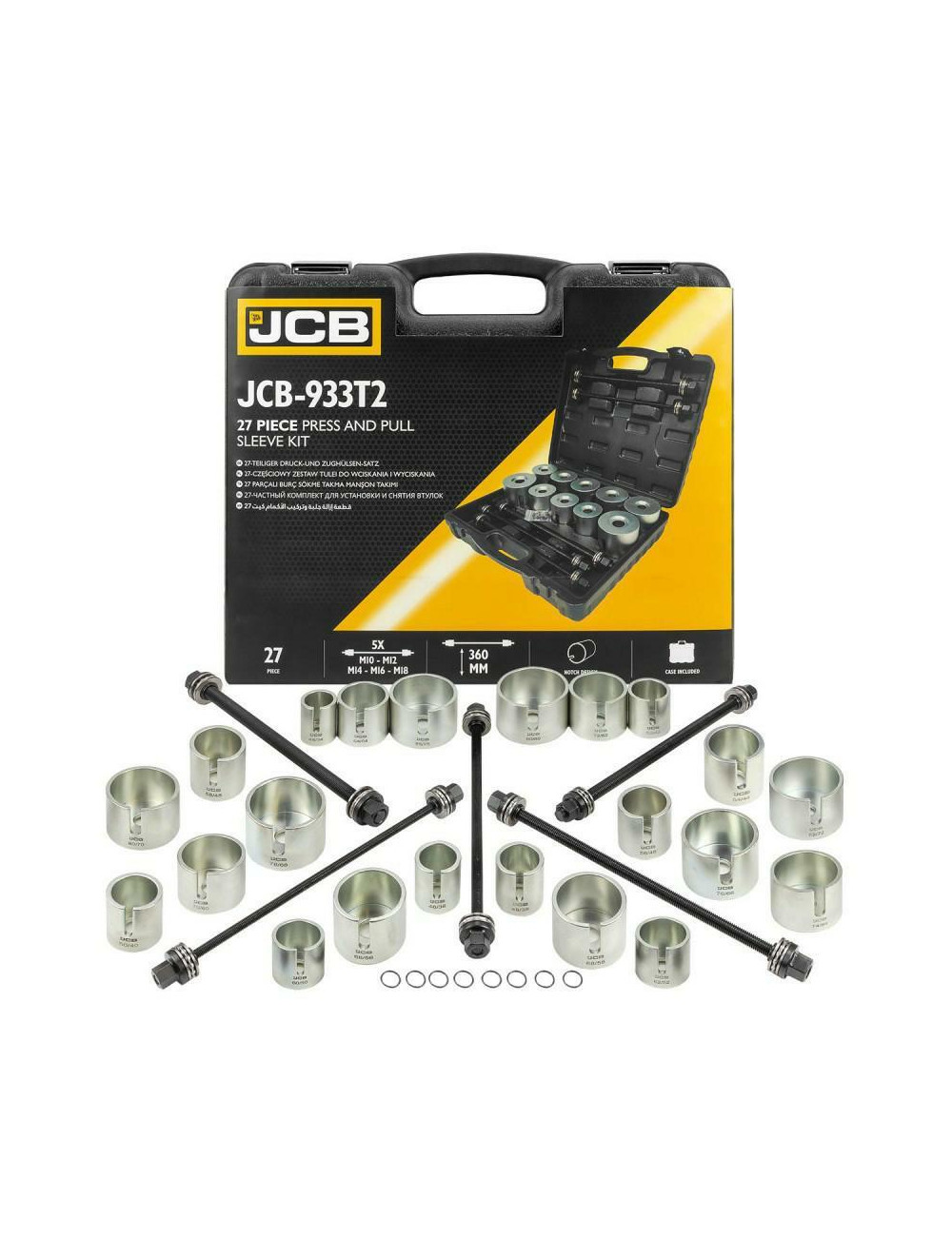 JCB ZESTAW ŚCIĄGACZY TULEI WAHACZA, ŁOŻYSK 27el.