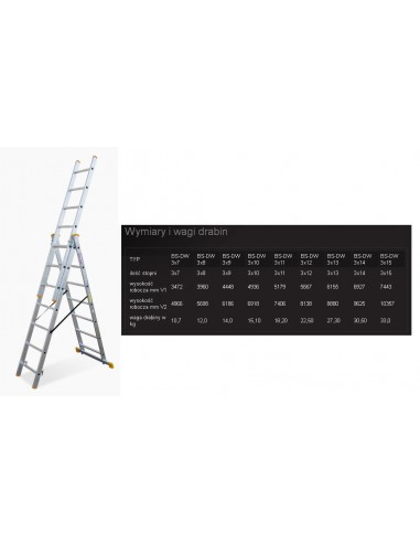 BAYERSYSTEM DRABINA ALUMINIOWA 3x14 STOPNI