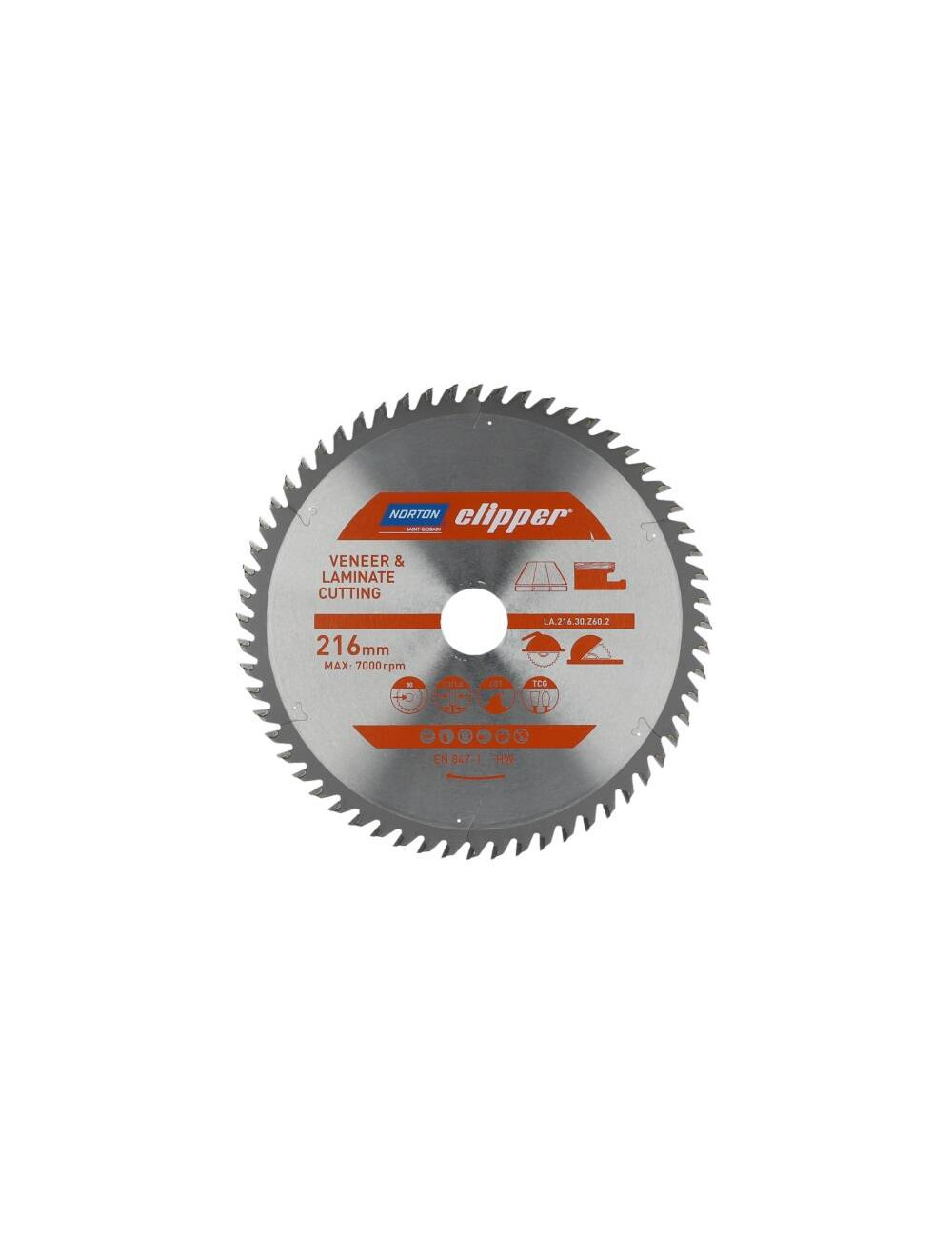 NORTON PIŁA TARCZOWA 216mm x 30mm x 60z LAMINATY I FORNIR (2,3/1,8)