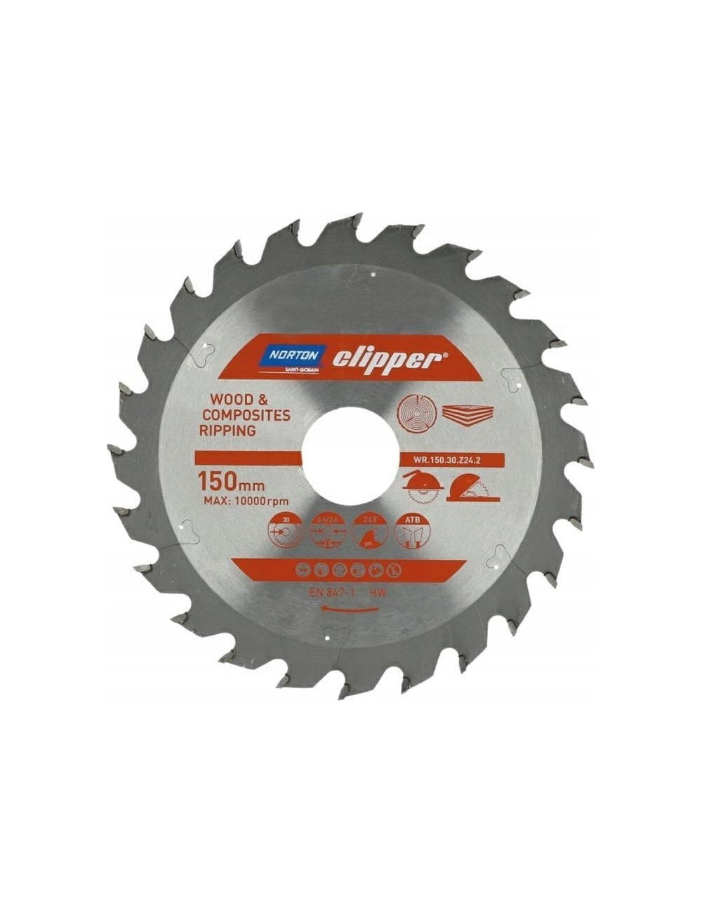 NORTON PIŁA TARCZOWA 150mm x 30mm x 24z DREWNO I KOMPOZYTY ATB (3,6 / 2,6)