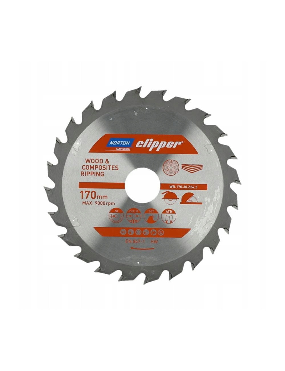 NORTON PIŁA TARCZOWA 170mm x 30mm x 24z DREWNO I KOMPOZYTY ATB (2,8 / 1,8)