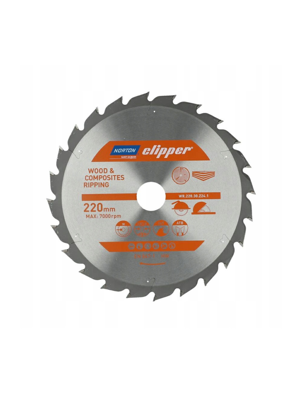 NORTON PIŁA TARCZOWA 220mm x 30mm x 24z DREWNO I KOMPOZYTY ATB (2,8 / 1,8)