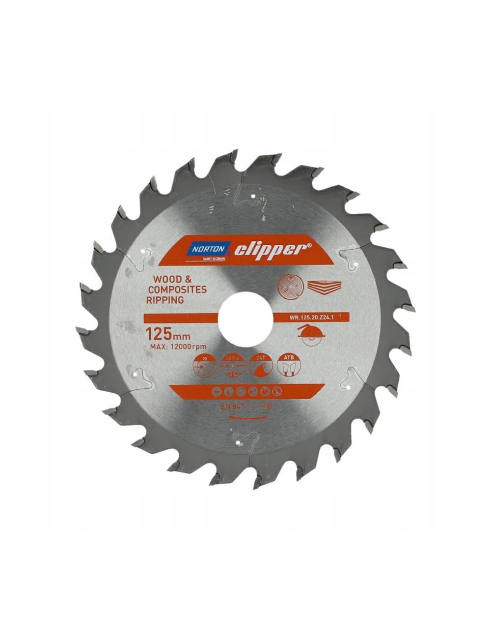 NORTON PIŁA TARCZOWA 125mm x 20mm x 24z DREWNO I KOMPOZYTY ATB (2,6 / 1,6)