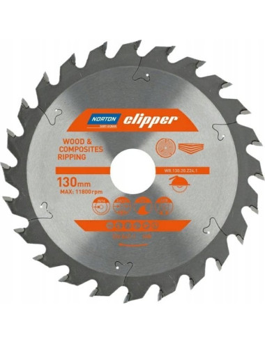 NORTON PIŁA TARCZOWA 130mm x 20mm x 24z DREWNO I KOMPOZYTY ATB (2,6 / 1,6)