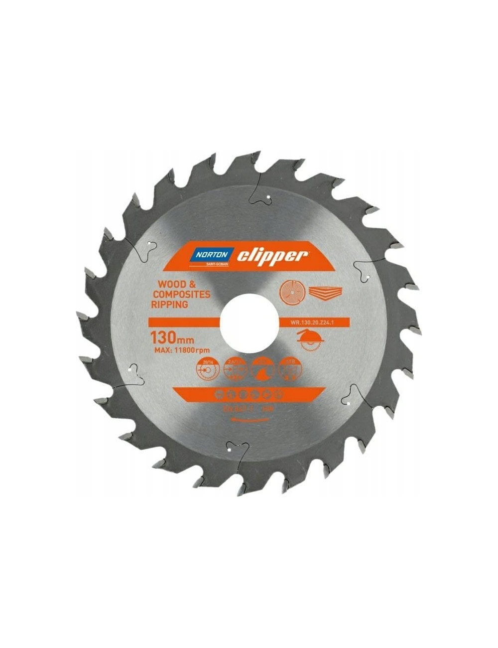 NORTON PIŁA TARCZOWA 130mm x 20mm x 24z DREWNO I KOMPOZYTY ATB (2,6 / 1,6)