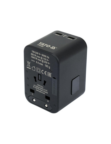 YATO ADAPTER PODRÓŻNY UNIWERSALNY USB USB-C 65W
