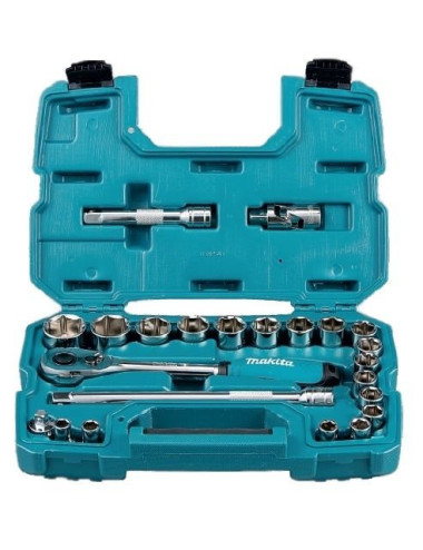 MAKITA ZESTAW NASADEK + KLUCZ 1/2" Z GRZECHOTKĄ 23szt.