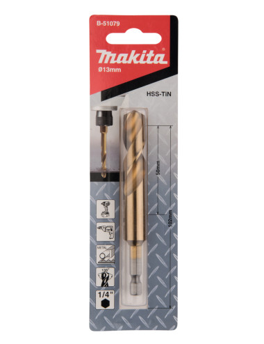 MAKITA WIERTŁO DO METALU HSS-TIN 1/4" HEX 13,0x102mm B-51079