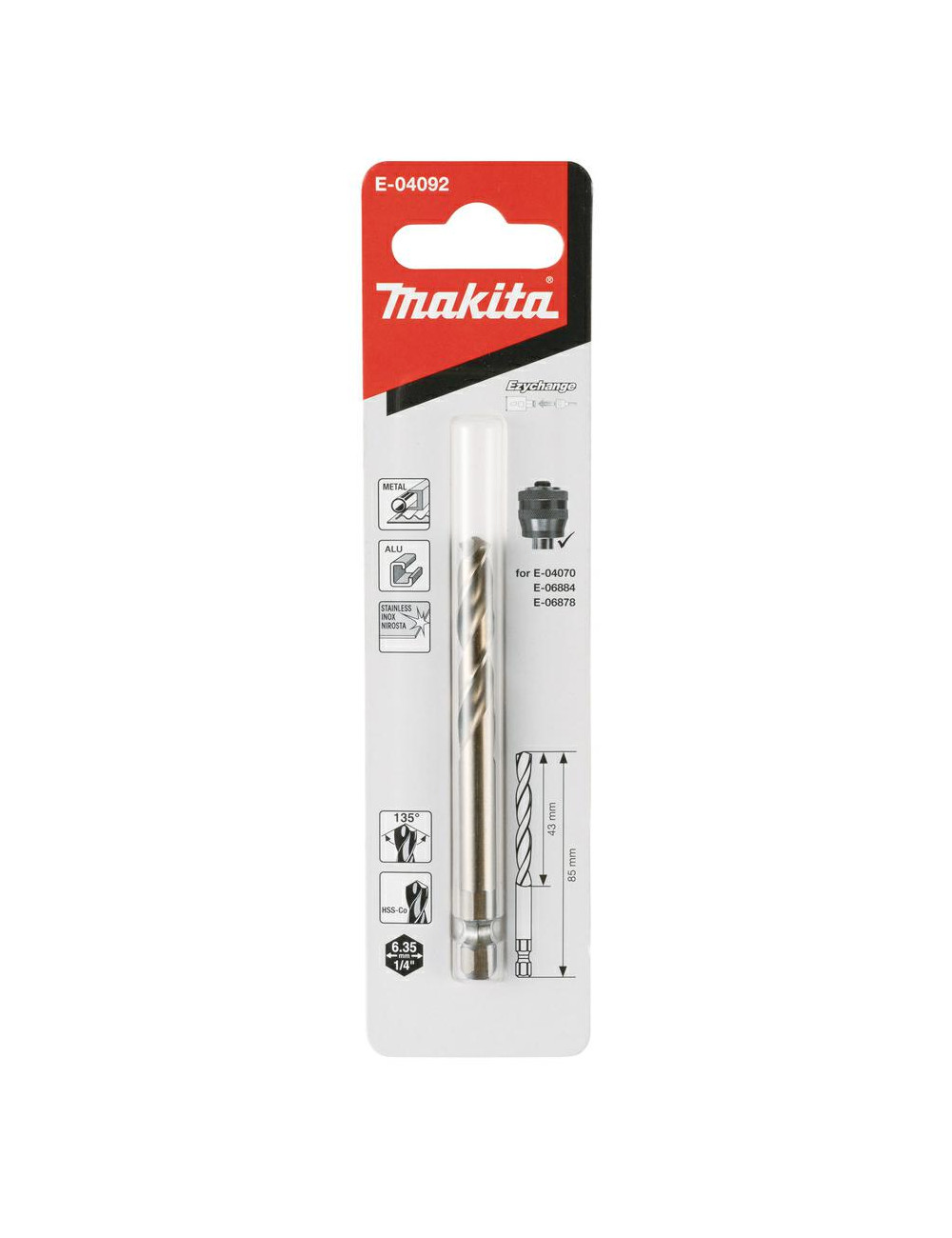 MAKITA WIERTŁO PROWADZĄCE DO OTWORNIC BIM HSS-Co 1/4" HEX 7,15x85mm STAL NIERDZEWNA