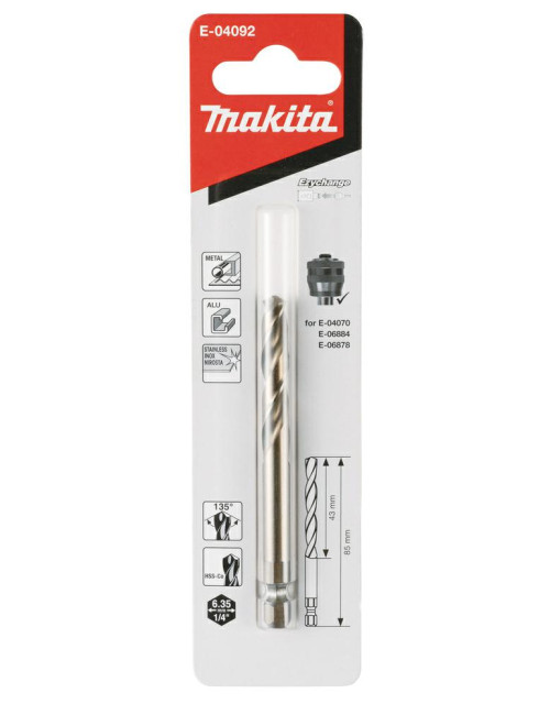 MAKITA WIERTŁO PROWADZĄCE DO OTWORNIC BIM HSS-Co 1/4" HEX 7,15x85mm STAL NIERDZEWNA