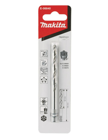 MAKITA WIERTŁO PROWADZĄCE DO OTWORNIC TCT HSS-G 1/4" HEX 7,1x62 105mm METAL,ALU,DREWNO,PVC