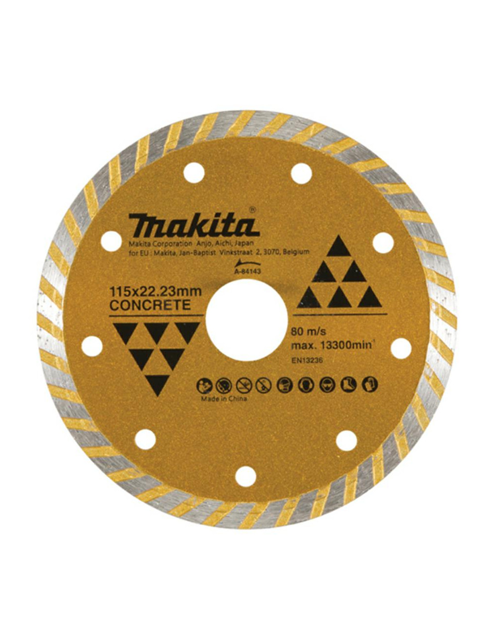 MAKITA TARCZA DIAMENTOWA 115x22,23mm TURBO (NA SUCHO) BETON,CEMENT, MARMUR, PŁYTKI