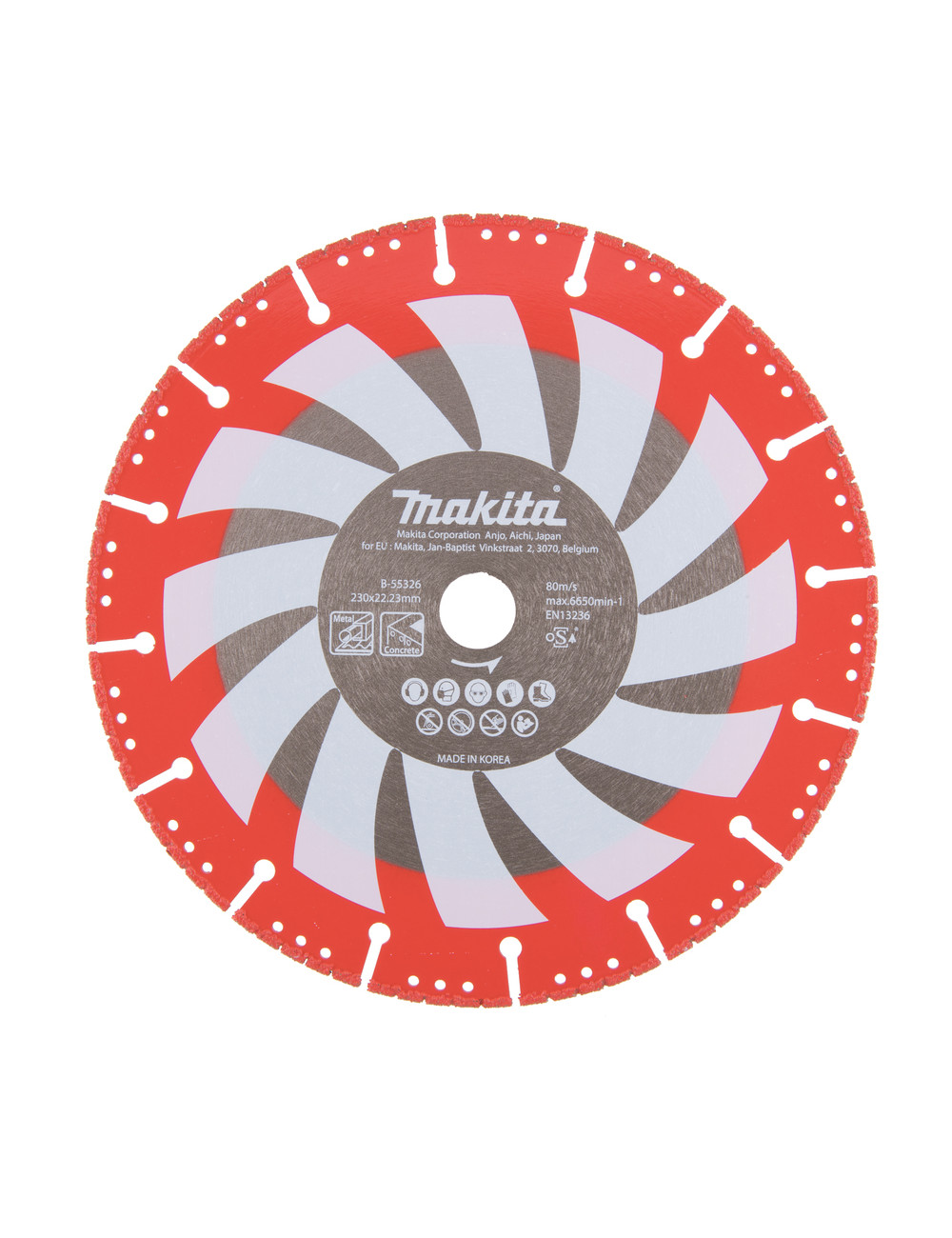 MAKITA TARCZA DIAMENTOWA RESCUE 230x22,23mm SEGMENT SUCHO STAL, INOX PVC BETON SZKŁO B-55326