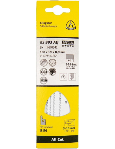KLINGSPOR BRZESZCZOT DO PIŁY SZABLASTEJ 150x19x0,9mm RS 993 AQ 5szt.