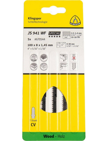 KLINGSPOR BRZESZCZOT DO WYRZYNARKI 100x5x1,45mm JS 941 WF 5szt.