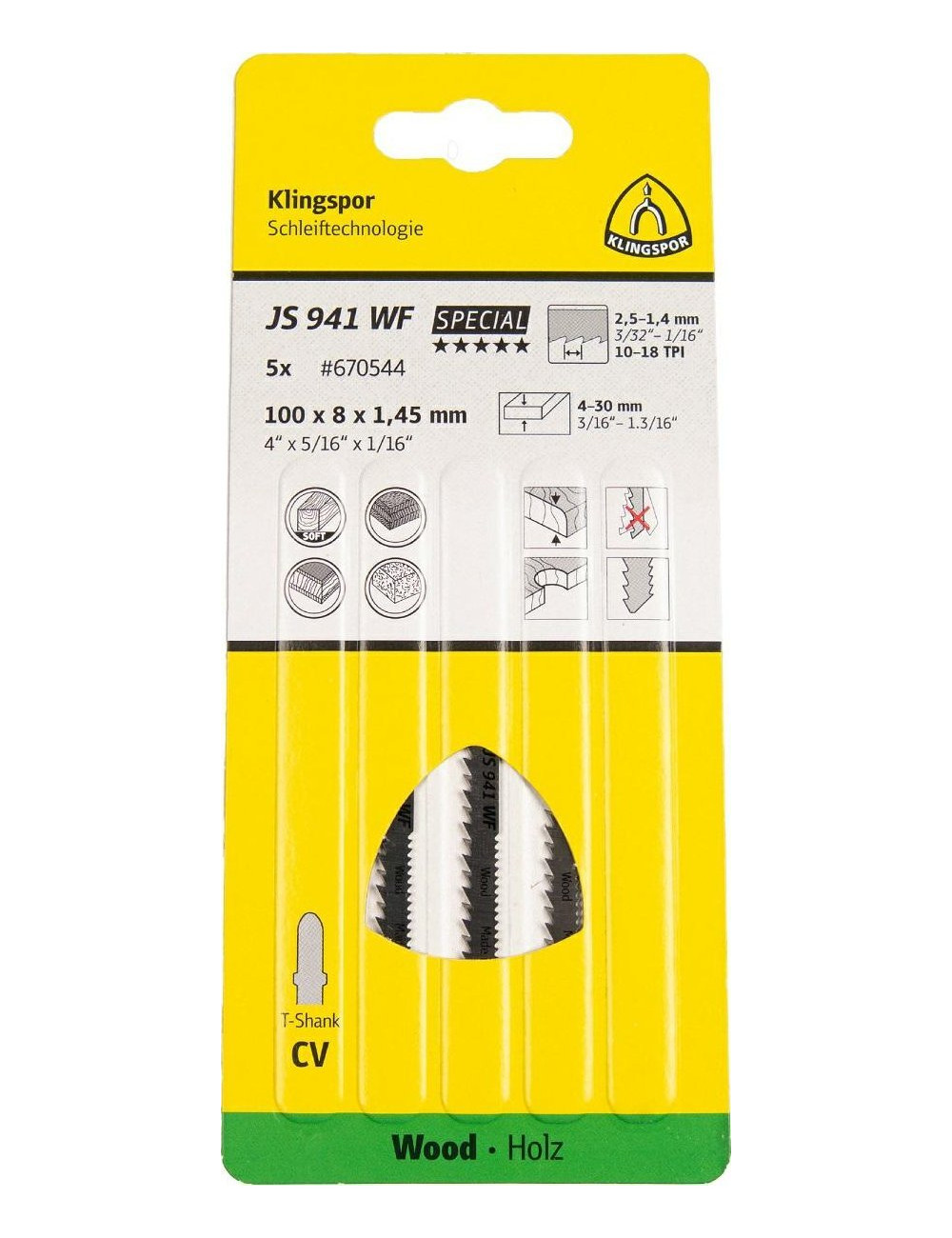 KLINGSPOR BRZESZCZOT DO WYRZYNARKI 100x5x1,45mm JS 941 WF 5szt.