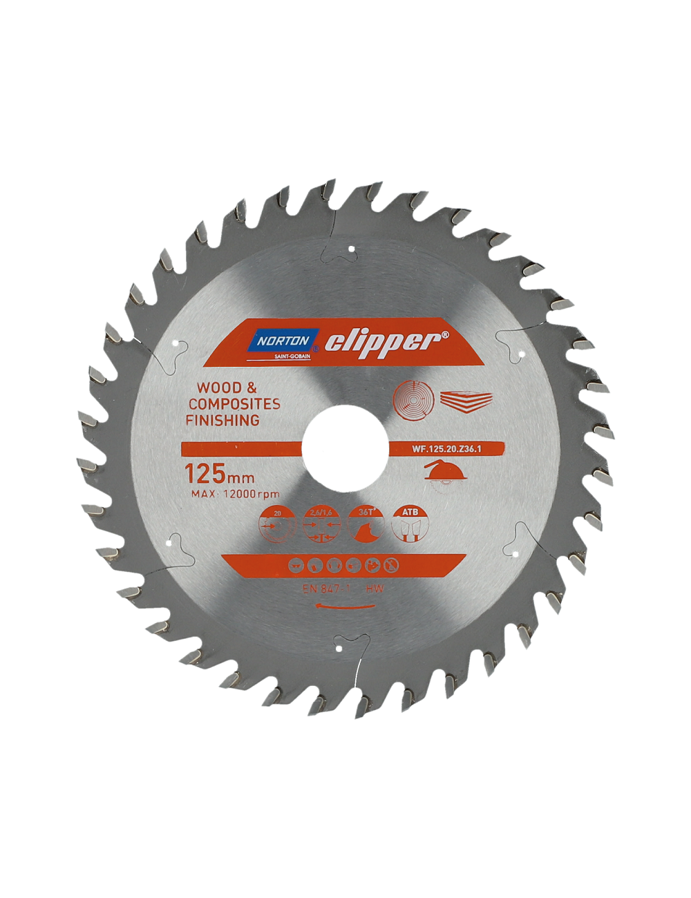 NORTON PIŁA TARCZOWA 125mm x 20mm x 36z DREWNO I KOMPOZYTY ATB