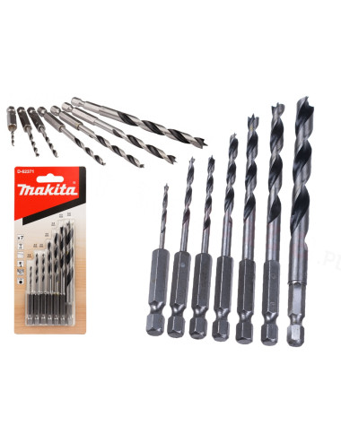 MAKITA ZESTAW WIERTEŁ DO DREWNA 1/4" HEX 7szt.