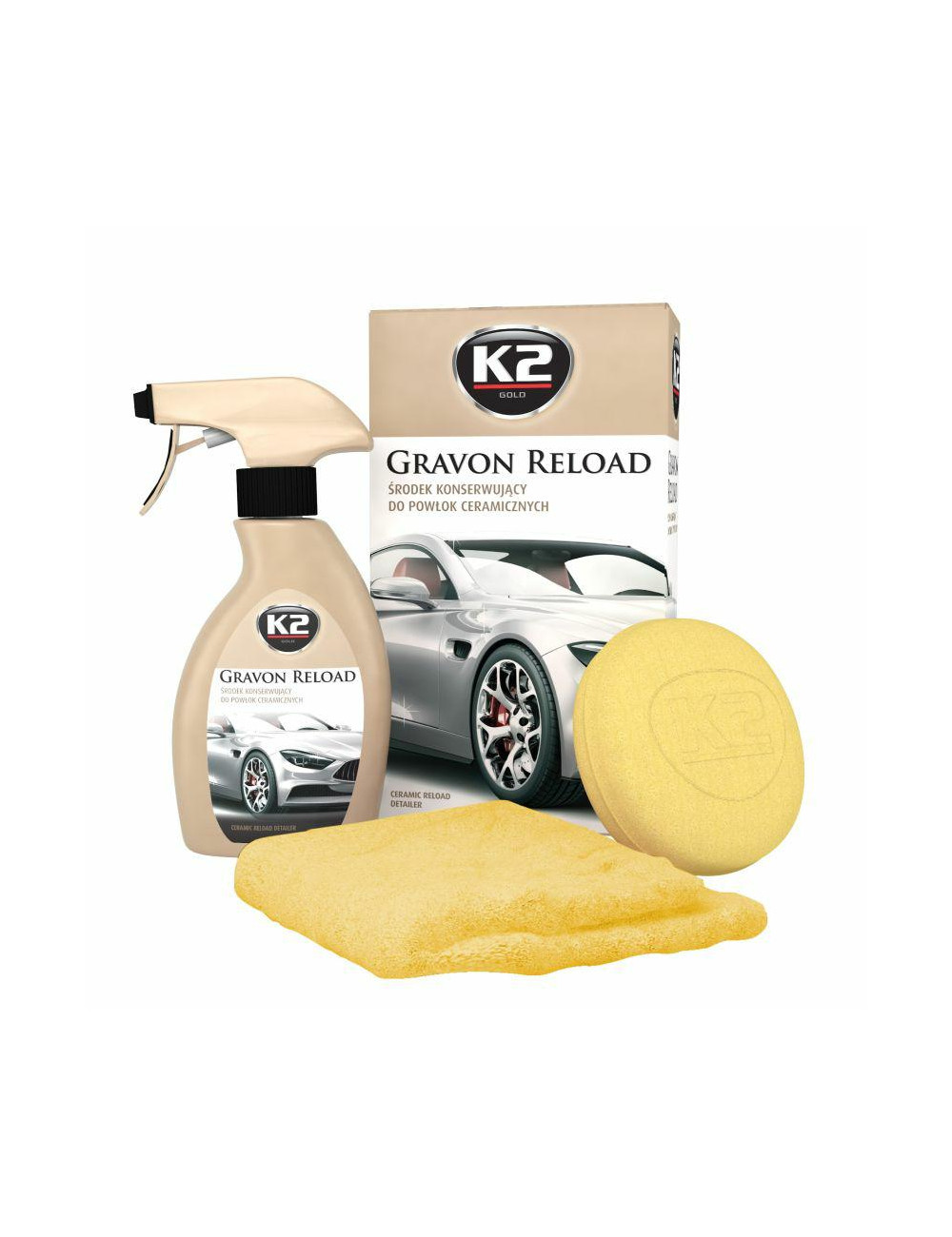 K2 ŚRODEK KONSERWUJĄCY POWŁOKĘ CERAMICZNĄ. W ZESTAWIE Z APLIKATOREM I MIKROWŁÓKNEM GRAVON RELOAD 25