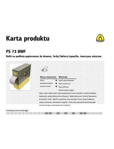 KLINGSPOR ROLKA NA PODŁOŻU PAPIEROWYM PS73BWF 115mm gr.240 (25mb)