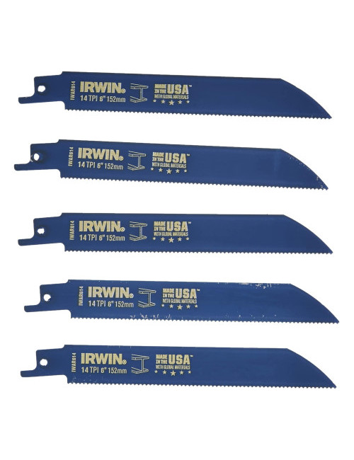 IRWIN 5x Brzeszczoty Bi-Metal 150mm 14TPI do Piły Szablastej | Cięcie Metalu