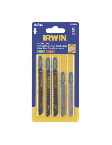 IRWIN BRZESZCZOT HCS HSS DO WYRZYNARKI TYP T KOMPLET 5szt. METAL i drewna, w blistrze