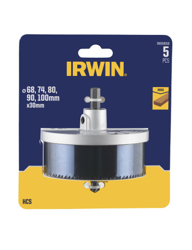 IRWIN OTWORNICE DO DREWNA HCS 68, 74, 80, 90 i 100mm x 30mm do drewna z trzpieniem mocującym i wiert