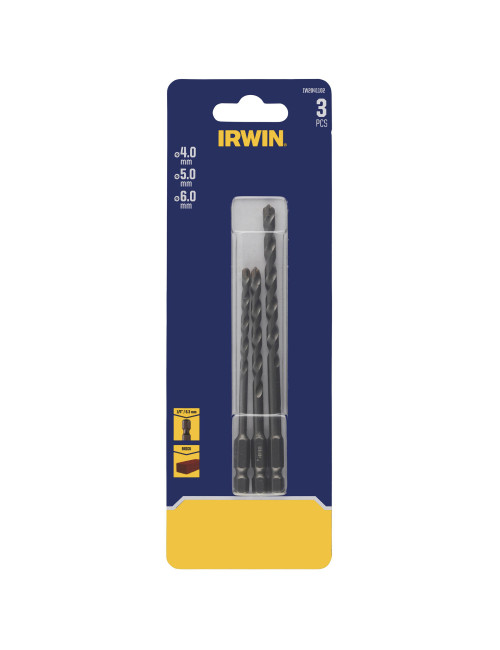 IRWIN WIERŁO DO BETONU HEX 1/4" KOMPLET 3szt. 4, 5 i 6mm w blistrze