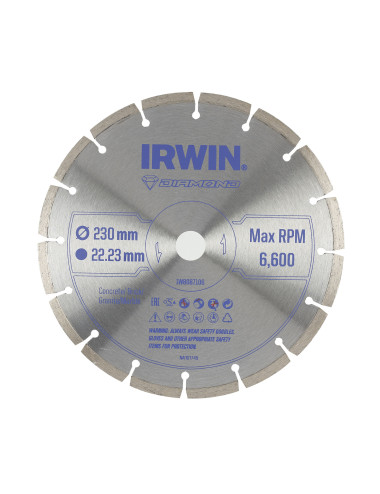 IRWIN TARCZA DIAMENTOWA 230mm x 22,23mm SEGMENTOWA DO BETONU, CEGŁY, GRANITU I MARMURU