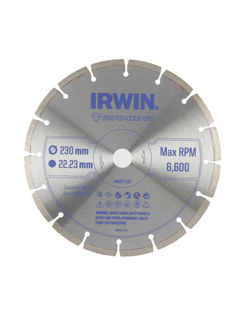 IRWIN TARCZA DIAMENTOWA 230mm x 22,23mm SEGMENTOWA DO BETONU, CEGŁY, GRANITU I MARMURU