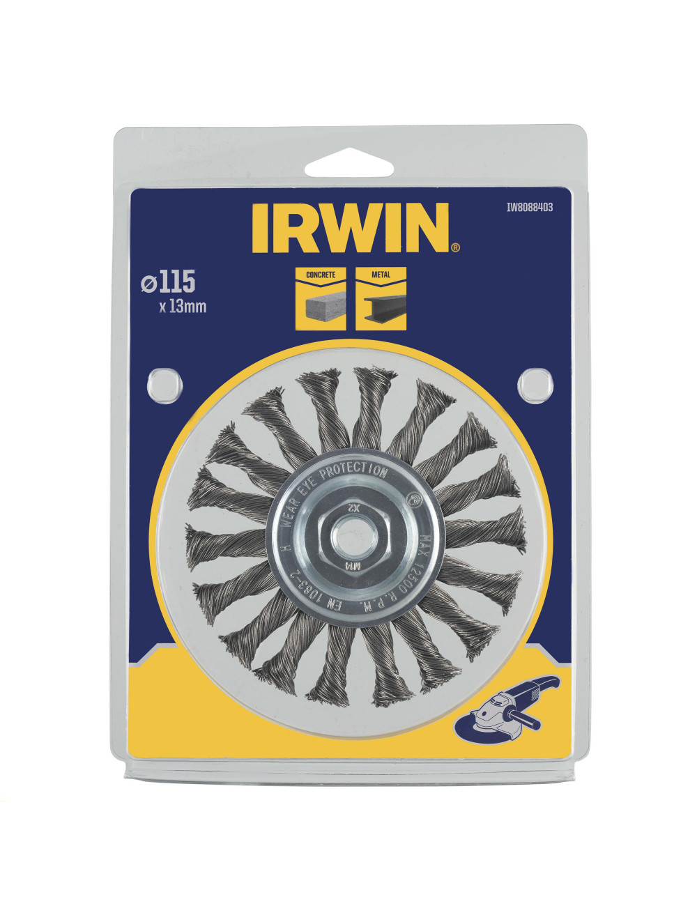 IRWIN SZCZOTKA TARCZOWA 115mm x 13mm druciana do szlifierek kątowych