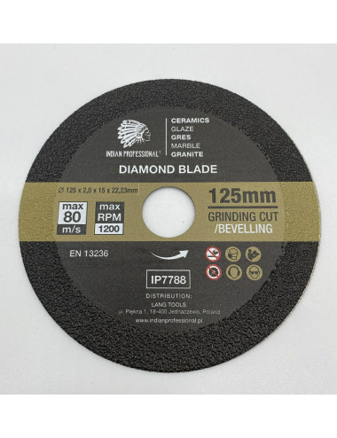 TARCZA DIAMENTOWA 125mm x 2,0mm x 22,2mm GRINDING BLADE INDIAN PROFESSIONAL
