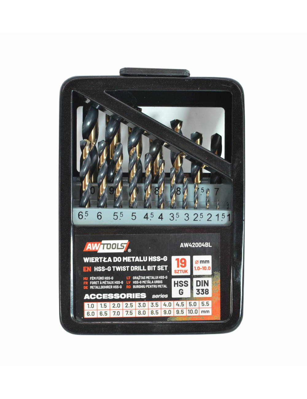 AWTOOLS WIERTŁO METAL HSS M2 KOMPLET 19 sztuk PREMIUM