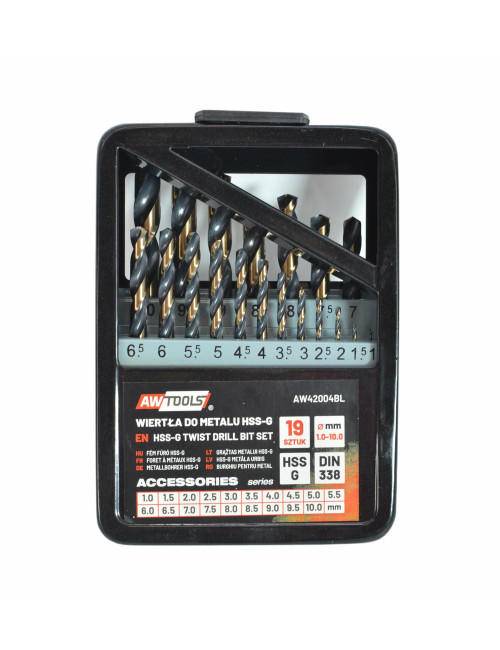 AWTOOLS WIERTŁO METAL HSS M2 KOMPLET 19 sztuk PREMIUM