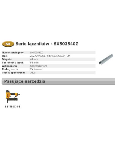 BOSTITCH ZSZYWKI SX90 40mm 5,6mm 3000 szt.