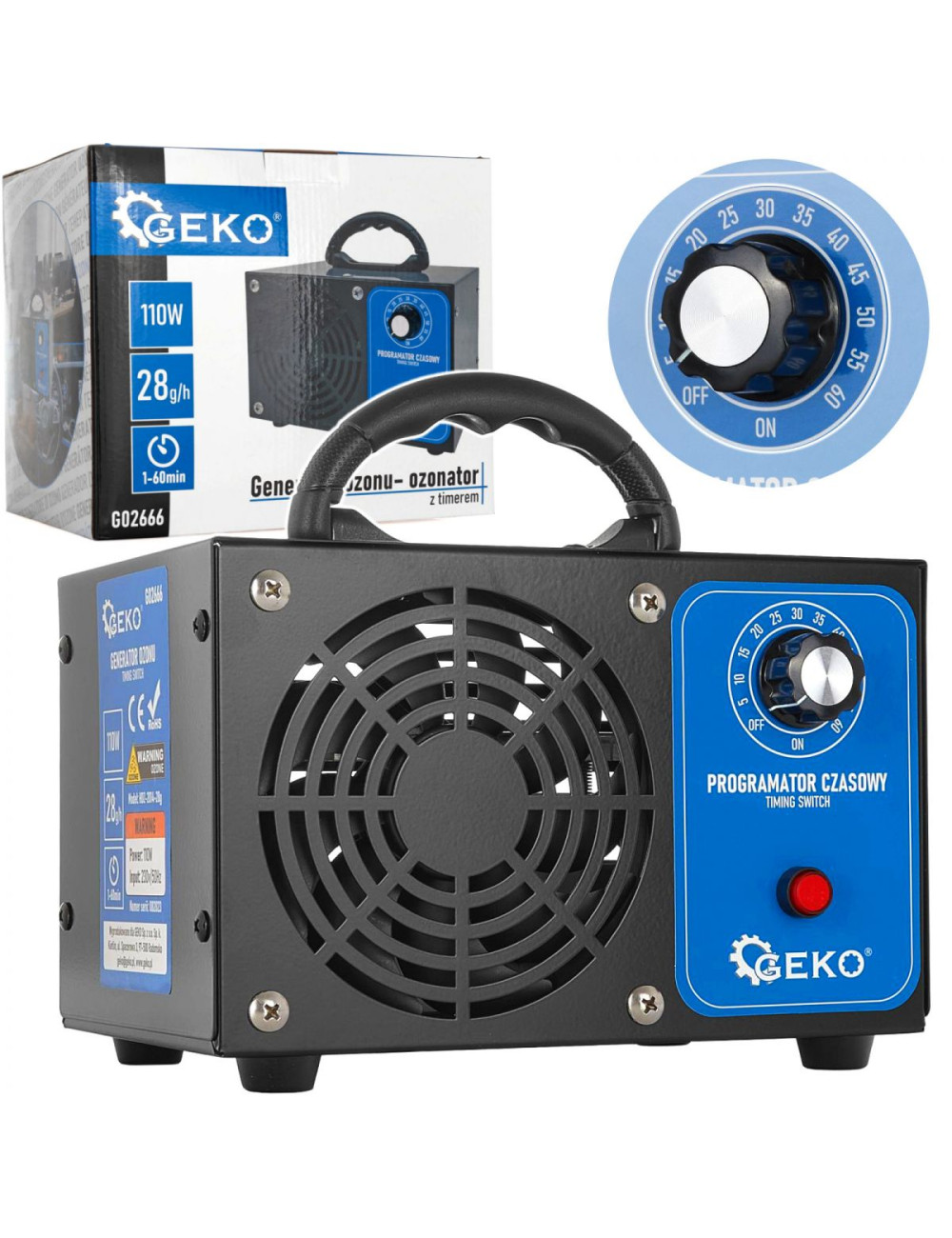 GENERATOR OZONU Z TIMEREM 28000mg h 1-60min GEKO