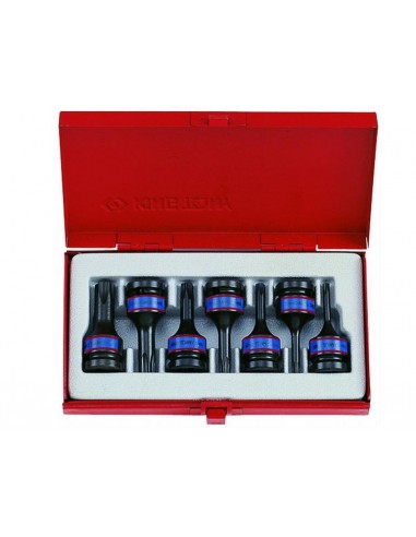 KING TONY NASADKI UDAROWE Z KOŃCÓWKĄ TORX 1/2" 7 elem. T25 - T60, KASETA